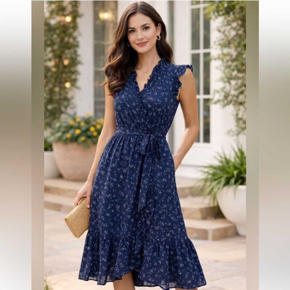♠️ Kate Spade ♠️ Out West Wild Rose Ruffle Wrap Dress